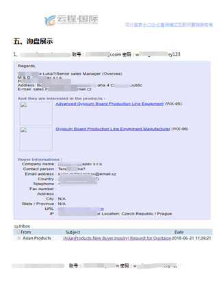 網(wǎng)站詢盤展示